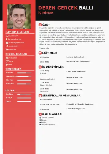 İç Mimar Cv Örnekleri cv indir